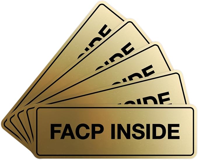 Signs ByLITA Standard FACP Inside Sign | Fire Safety Signage (Brushed Gold) - Small 5 Pack