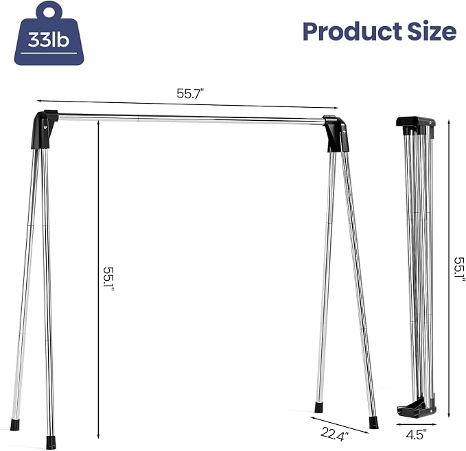 Upgraded 55" L Stainless Steel Clothes Drying Rack | Drying Rack Clothing - Image 2