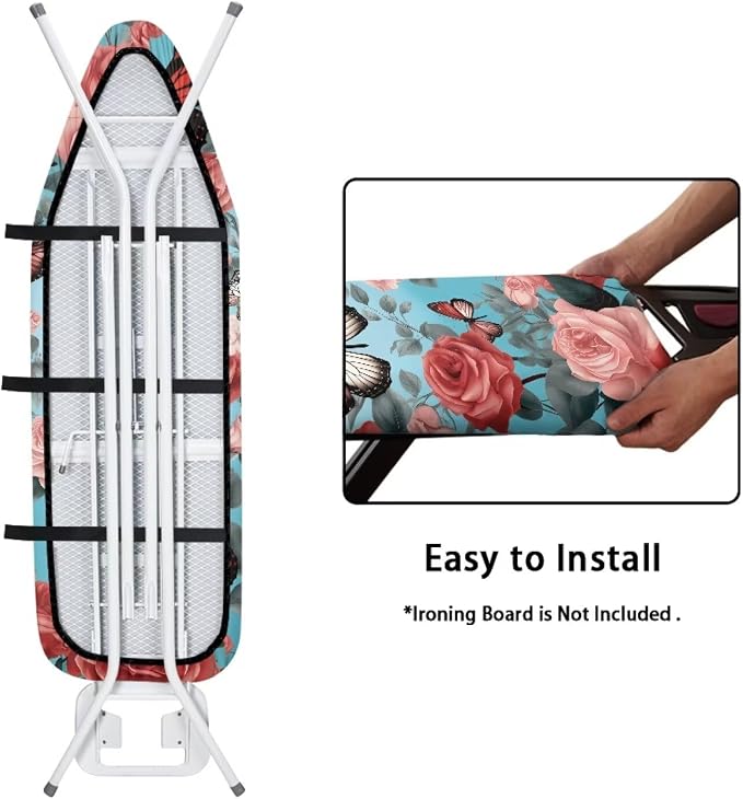 Floral Butterfly Ironing Board Pad, Extra Thick Heavy Duty Padded - Image 5