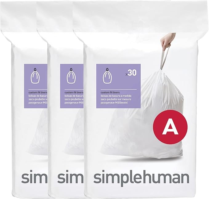 simplehuman Code A 90 Count Custom Fit Liners, Drawstring Kitchen Trash Bags by Unknown