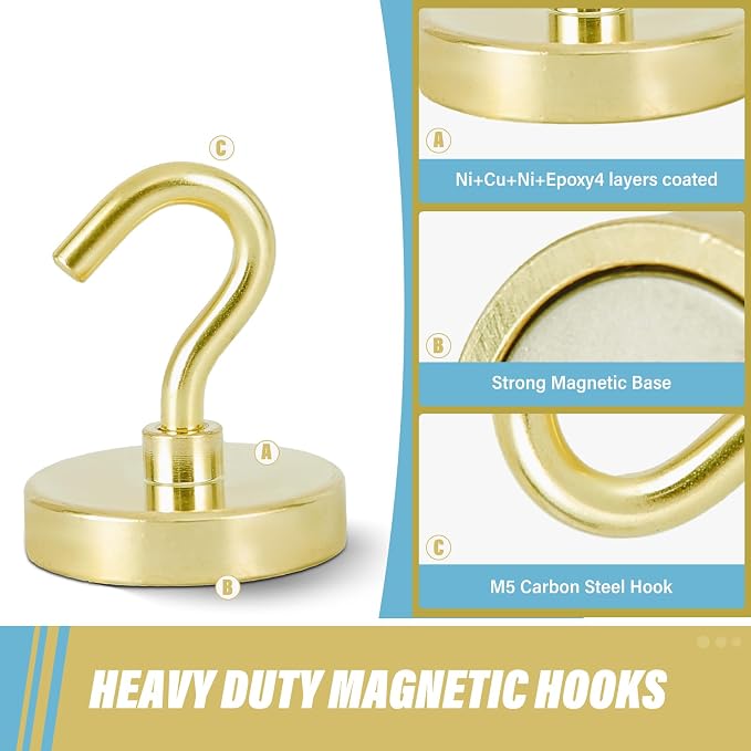 Neosmuk Magnetic Hooks, 130lb Heavy Duty, 10 Pack - Image 6