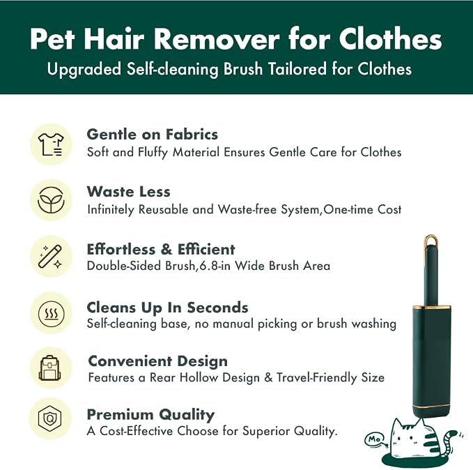 FelineFun Pet Hair Remover for Clothes, Reusable Self-Cleaning Lint Brush | - Image 2