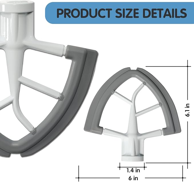 Flex Edge Beater For KitchenAid 4.5-5 Quart Tilt-Head Stand Mixers, Non-Stick Coated Blade Beater with Both-Sides Flexible Silicone Edges Bowl Scraper, Mixer Accessories Paddle Attachment