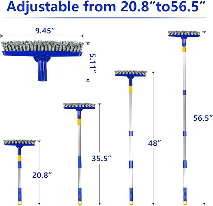 2 Pack Grout Brush with Long Handle, 56.5'' Swivel Grout Cleaning Brush - Image 6