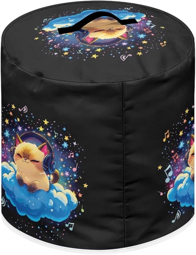 Xoenoiee Cat Starry Cloud Music Notes Pattern Pressure Cooker Cover for 6qt Kitchen Appliance Dust Cover with Pockets for Rice Cooker Air Fryer Slow Cooker