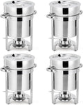 GarveeHome 11QT Soup Chafer Set of 4, Stainless Steel Round Soup Warmer with Pot, Notched Lids & Fuel Holders, Commercial Food Warmer for Buffets, Events and Party Service