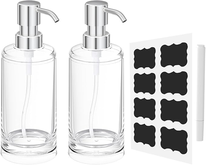 Clear Plastic Soap Dispenser Set of 2, 10 oz Pumps by APLOP