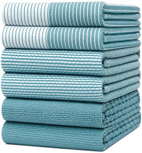 Premium Kitchen Towels 6 Pack 100% Cotton by BumbleTowels