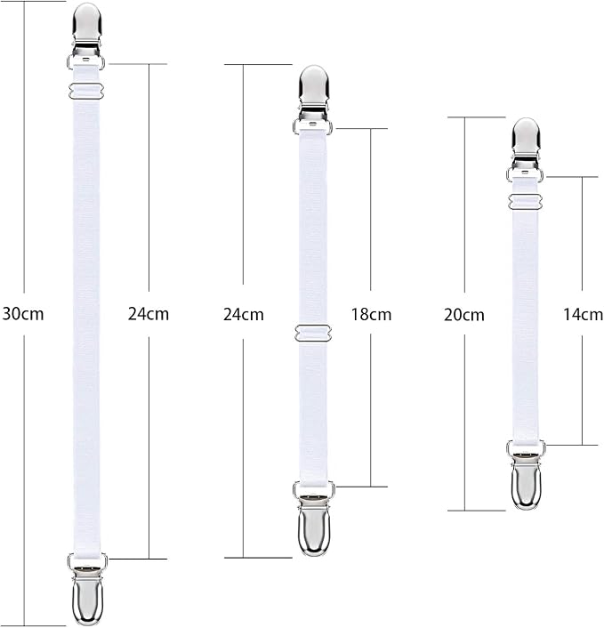 Boao 12 Pcs Bedsheet Strap Elastic Clip, 8-12 Inch Length | Sturdy Metal Clips - Image 2