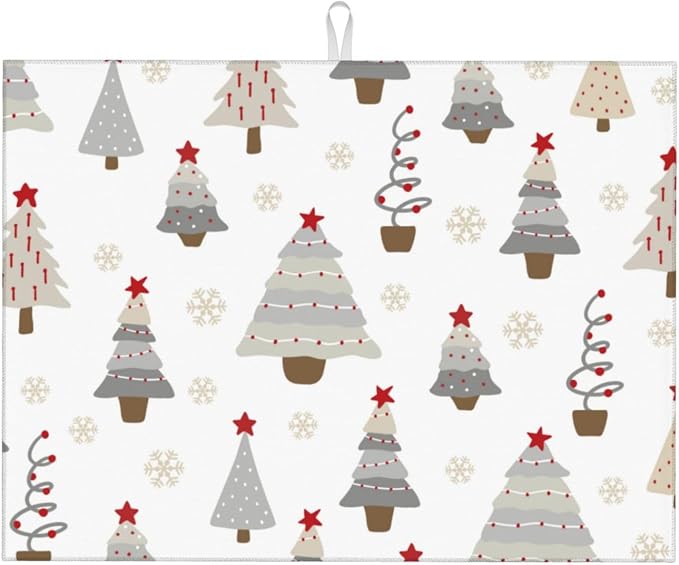 Absorbent Dish Drying Mat For Kitchen Counter, Christmas Tree Microfiber Dish by indokyeyqaz