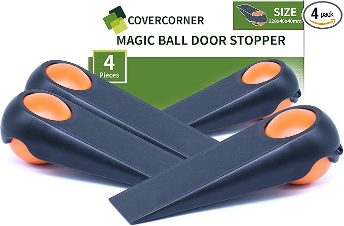 Door Stoppers for Bottom of Door, 4 Pack 5", Rubber Door Stopper Wedges by COVERCORNER