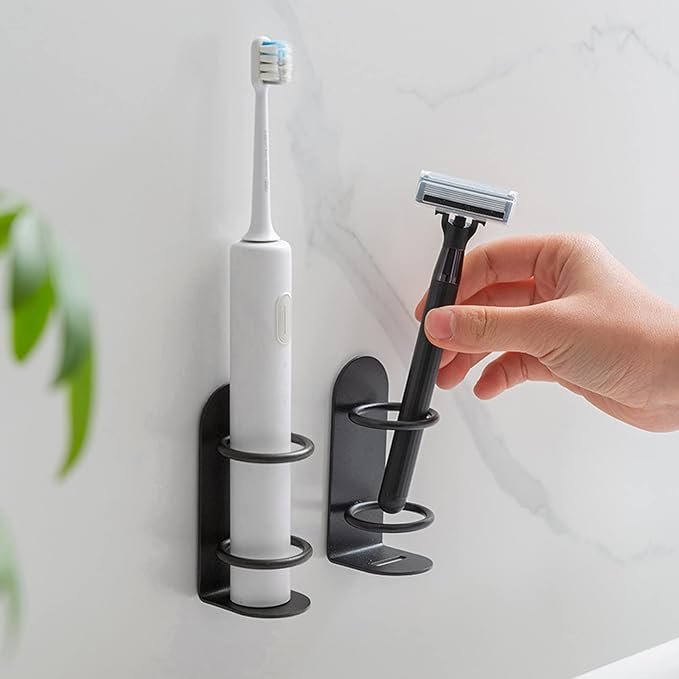 2 Pack Electric Toothbrush Holders Stick on The Wall Electric Metal Tooth - Image 3