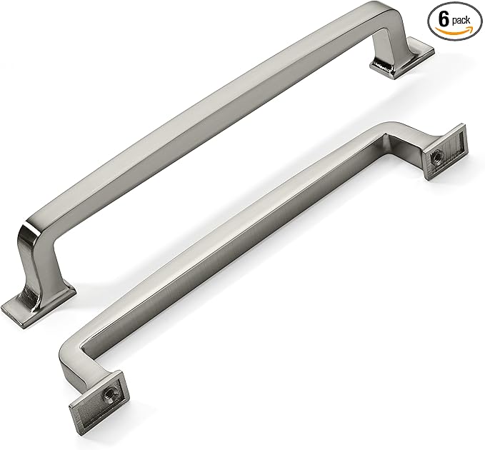 Khtumeware 6 Pack 6-1/4 Inch Drawer Pulls - Satin Nickel Kitchen Hardware