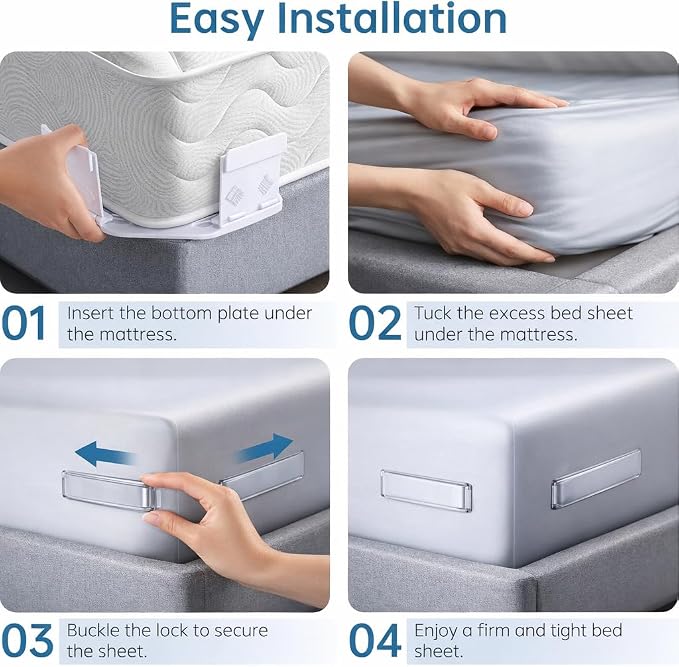 Bed Sheet Holders for Corners, Upgrade Bed Sheet Grippers Locks, Non-Slip Sheet - Image 8