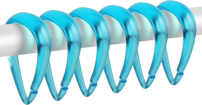 Top-spring Turquoise Shower Curtain Hooks 12Pcs Drop Shaped Hooks Shower by Top-spring