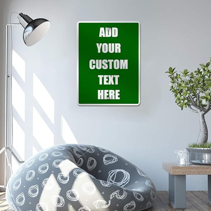 Aluminum Weatherproof Metal Sign Multiple Sizes Custom Personalized Text Here Green White Directions Vertical Street 18x24Inches