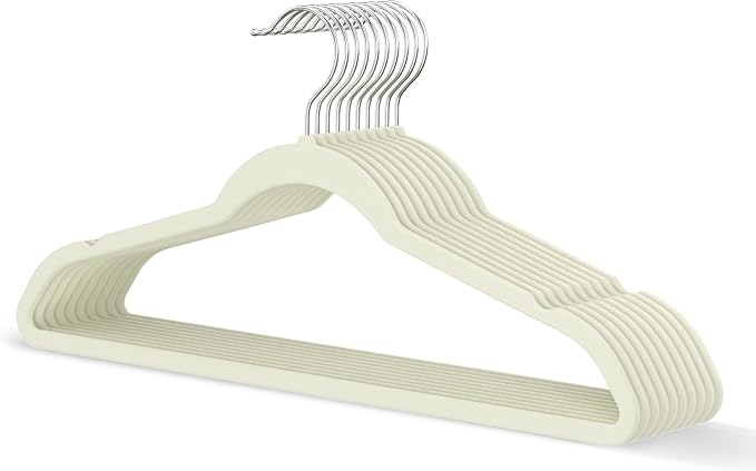 Ivory Velvet Hangers 20 Pack, Slim Space Saving Suit Hangers by MLKJHHI