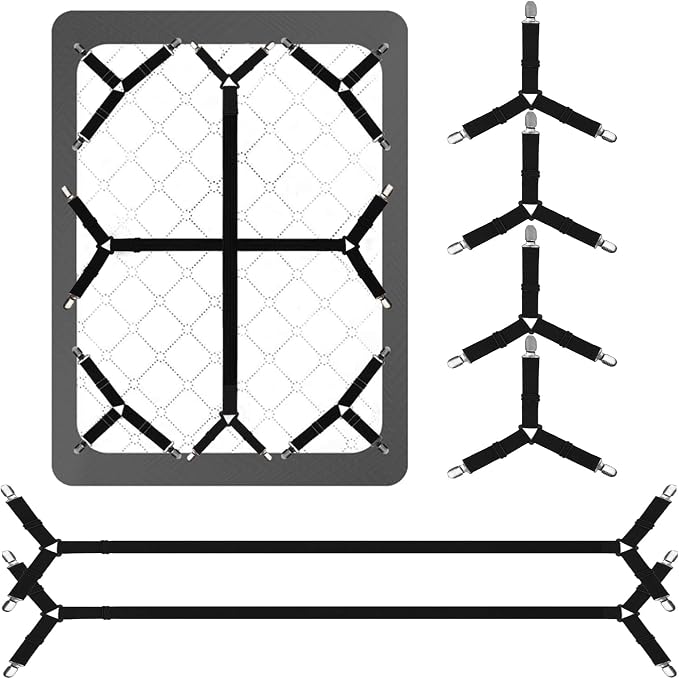 Luyena Bed Sheet Straps, 6 Pack, Adjustable Elastic Fitted Sheet Holders | by Luyena