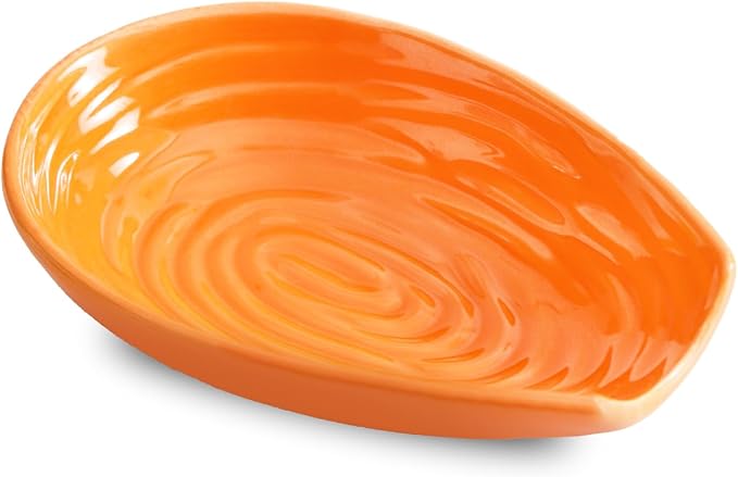 Spoon Rest, Porcelain Spoon Holder for Stove Top, Cooking Utensil Rest Kitchen Gadget Spoon Cradle for Spatula, Ladle, Tongs and Knife, Orange
