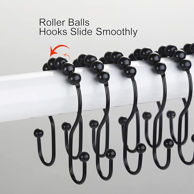 Shower Curtain Hooks, Stainless Steel Black Shower Curtain Hooks, Shower - Image 4