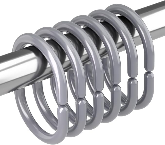 Amazer Grey Shower Curtain Hooks Rings, Plastic Shower Curtain Hooks by Amazer