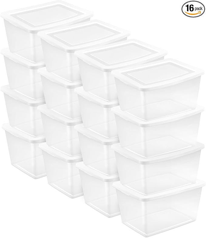Sterilite Clear Storage Box Stackable Tote, 58 Quart by Sterilite