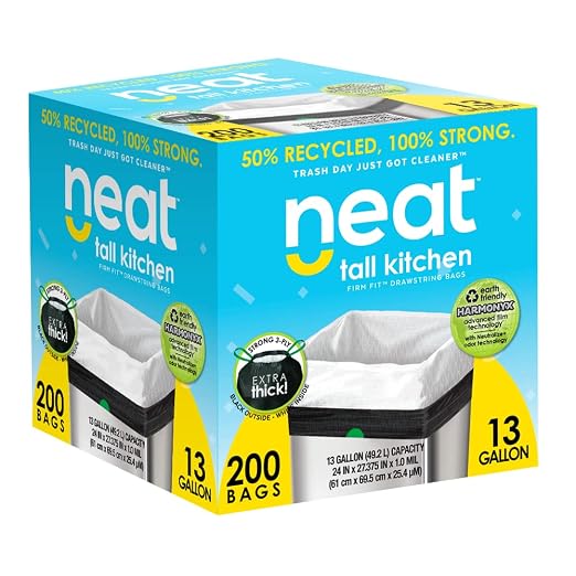 Neat 13 Gallon Drawstring Trash Bags 24" x 25" 200 Count Black & White - Image 2