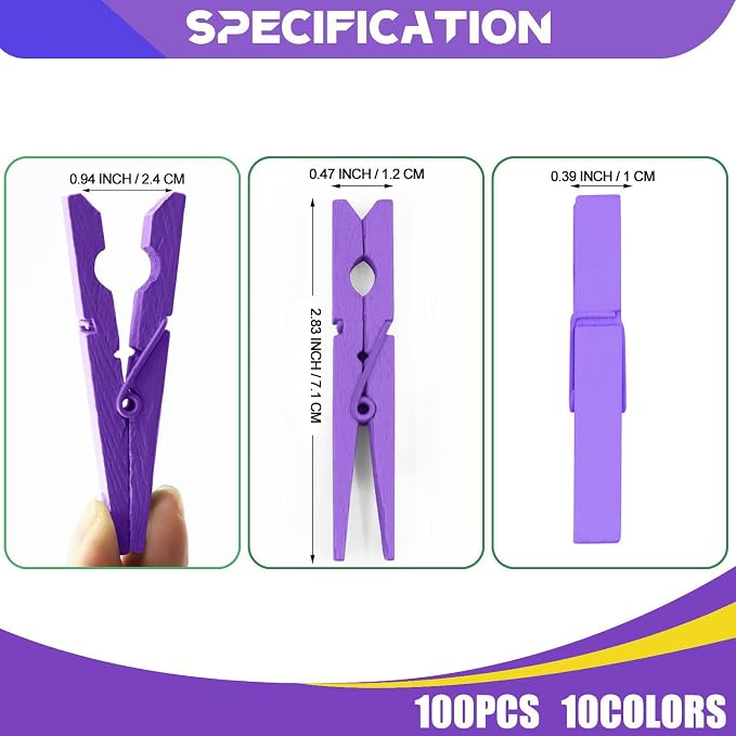 100 Pcs Purple Clothes pins - Image 7
