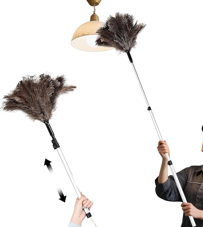 Extendable Ostrich Feather Duster up to 25-49 inches | Handheld by Daieeparty