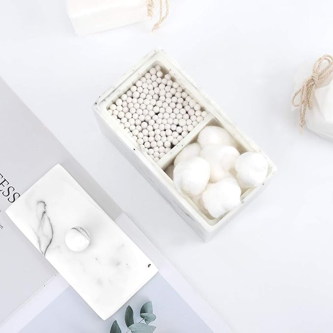 Luxspire Cotton Swab Holder, Dual Compartment Jar - Image 2