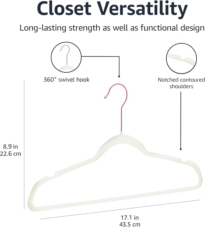 Amazon Basics Slim Velvet Non-Slip Space Saving Suit Clothes Hangers, Closet - Image 5