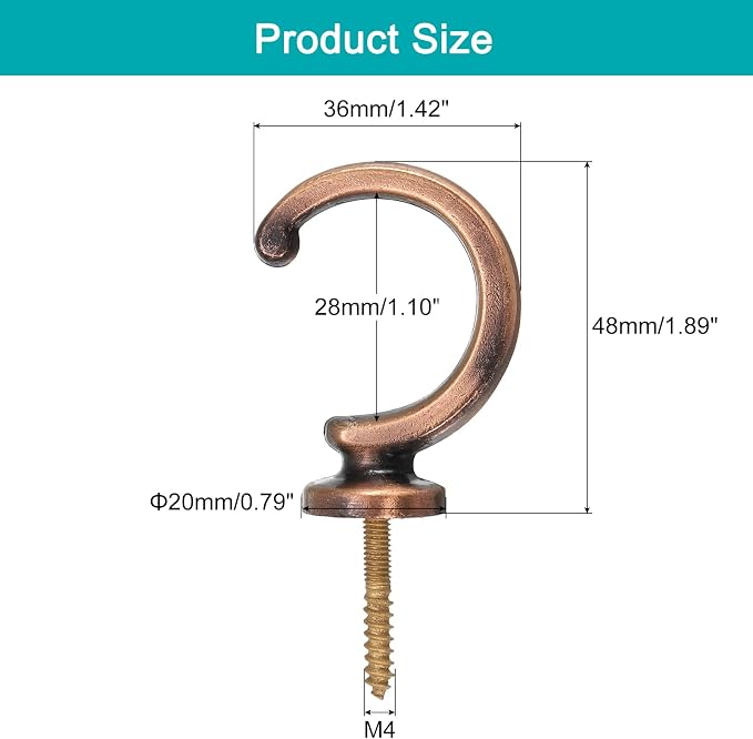 uxcell 2Pcs Curtain Holdback, Aluminum Alloy Wall Mounted Curtain Holders - Image 2