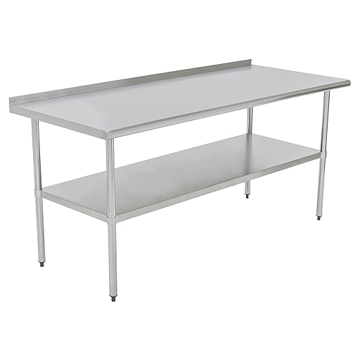 Pearington NSF Certified Stainless Steel Kitchen Prep and Work Table, Commercial Work Table for Restaurant and Home, 72" x 30", Stainless Steel