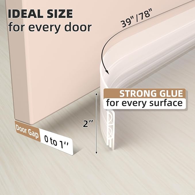 KNEELISA 39" Transparent Under Door Draft Stopper Interior - Image 4