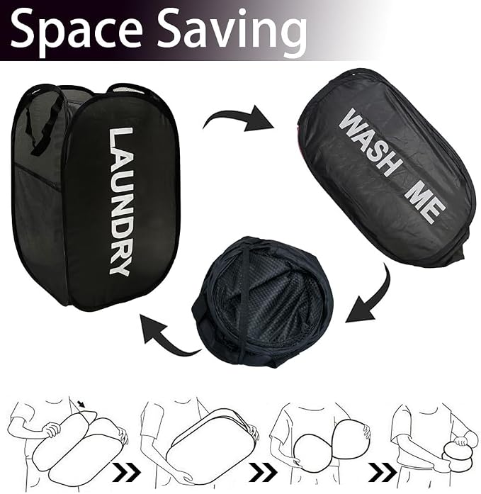 Collapsible Mesh Pop Up Laundry Hamper 2Pack Foldable Laundry Basket - Image 8