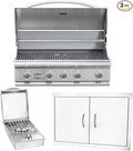 Bullet by Bull Stainless Steel Outdoor Kitchen Set - Built-In Liquid Propane Grill, Perfect for Entertaining -BBQ Kitchen Isl& Bundle - Includes 5 Burner Grill, Double Access Door & Side Burner