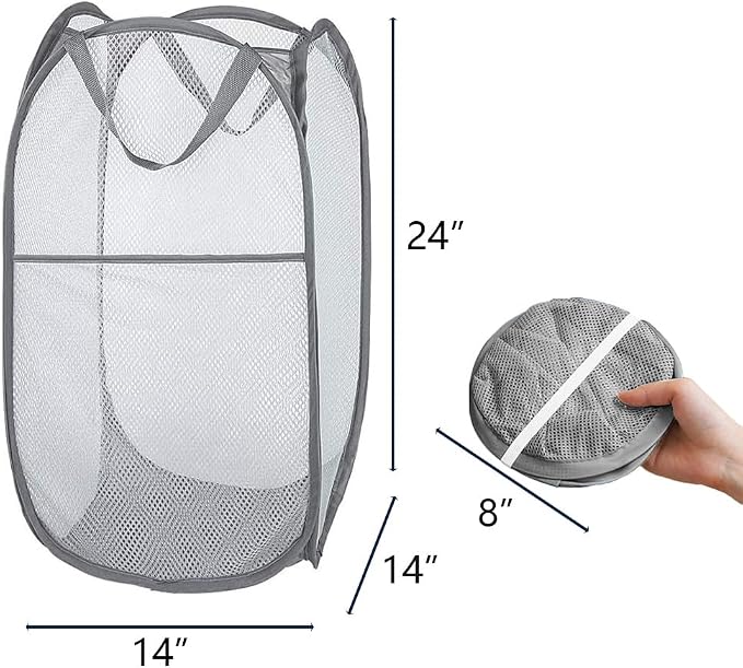 Mesh Large Pop Up Laundry basket, Collapsible Laundry Hampers - Image 2