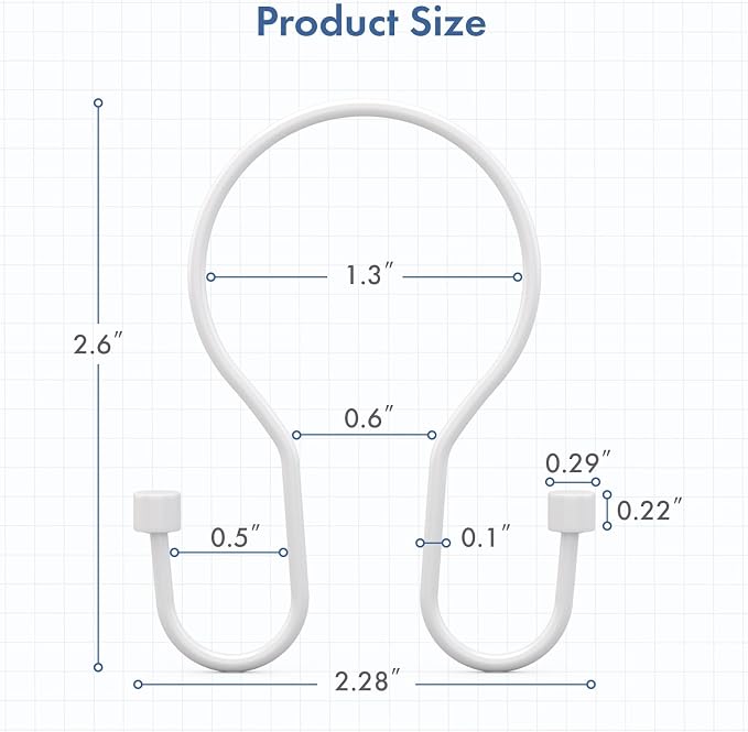 Bathway White Shower Curtain Hooks Shower Curtain Rings - Image 4