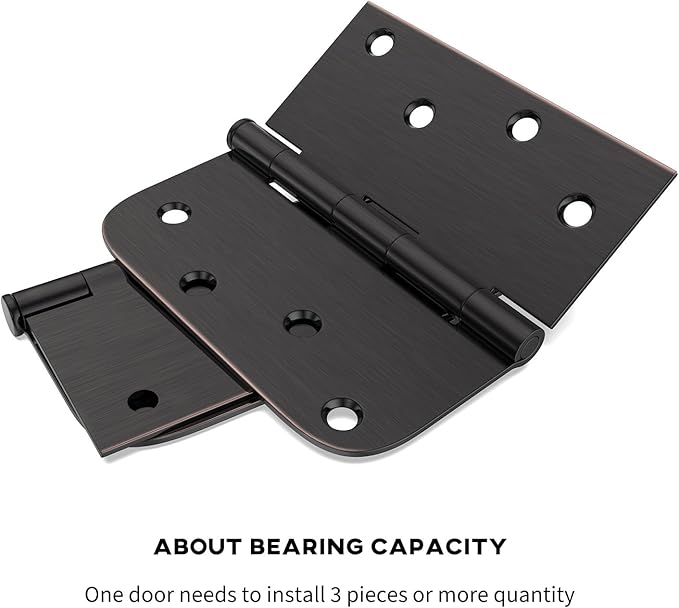 goldenwarm 3 Pack 4in Oil Rubbed Bronze Door Hinges Interior Door Hinges 4 x 4 Inch with Square & Round Corners, Iron Material