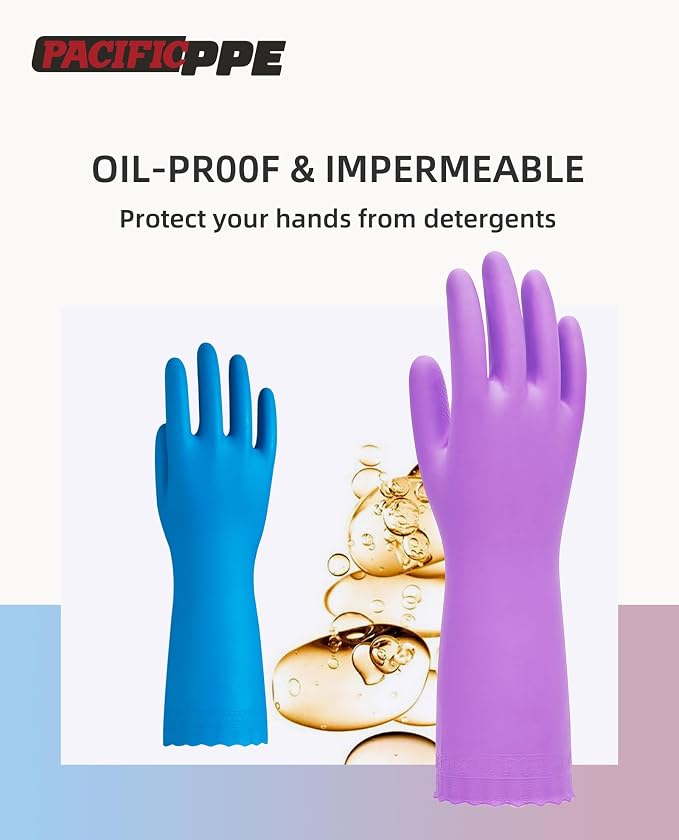 PACIFIC PPE 2 Pairs Cleaning Gloves, Cotton Liner, Small | Waterproof - Image 5