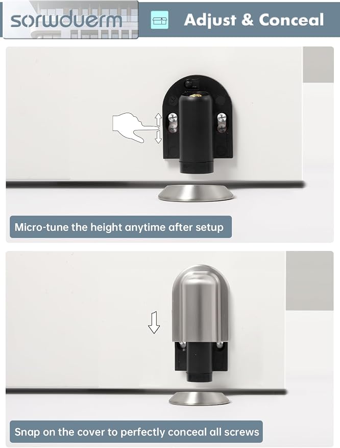 4 Pack Nickel Door Stopper Magnetic Door Cathc Brushed Nickel Floor Mounted - Image 5