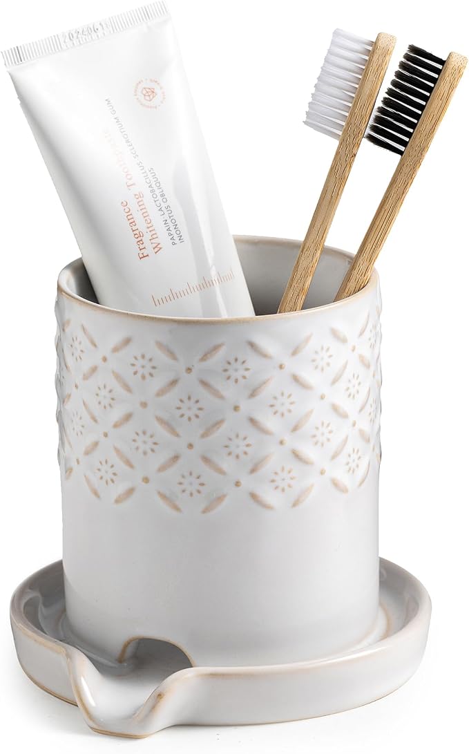 Zoeeker Toothbrush Holders for Bathrooms, Ceramic Toothbrush Holder Set | by LAUCHUH