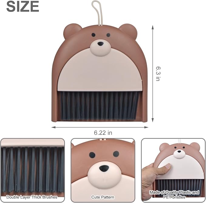 Mini Broom and Dustpan Set 6.2x6.3 Inches Compact Hand Broom - Image 2