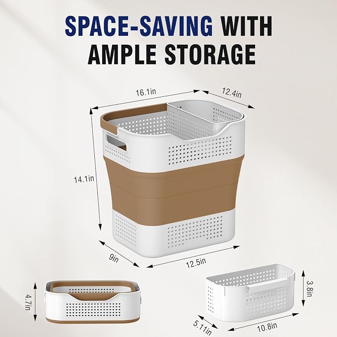 TECHMILLY Collapsible Plastic Laundry Basket Hamper - Image 2