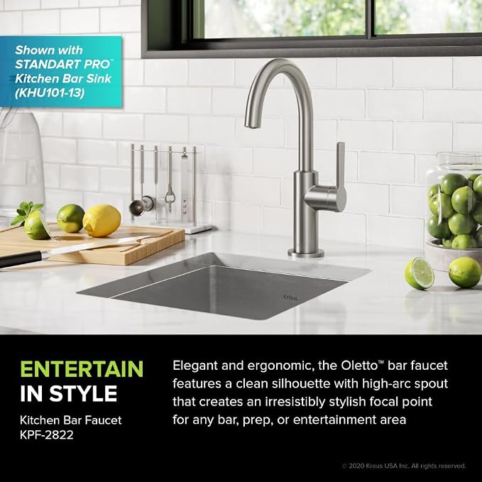 KRAUS Oletto Single Handle Kitchen Bar Faucet in Spot Free Stainless Steel - Image 4