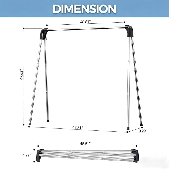 APEXCHASER 55" L Stainless Steel Clothes Drying Rack - Image 2