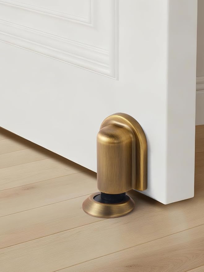 2 Pack Antique Brass Door Stopper Magnetic Door Cathc Floor Mounted Door Stop - Image 3
