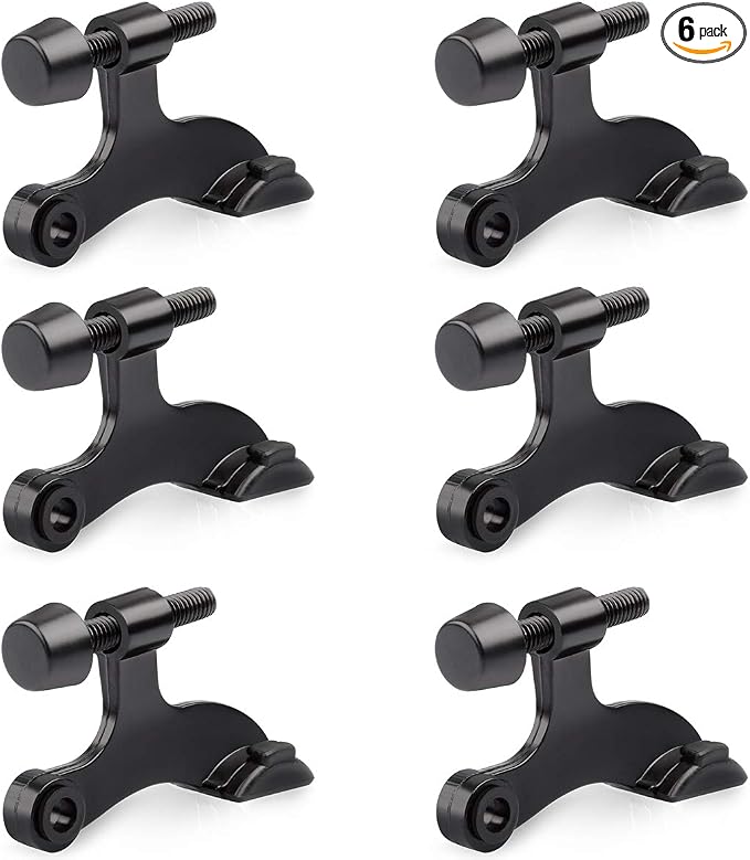 HOMOTEK 6 Pack Hinge Pin Black Door Stopper, Adjustable Deluxe Heavy Duty Door by HOMOTEK