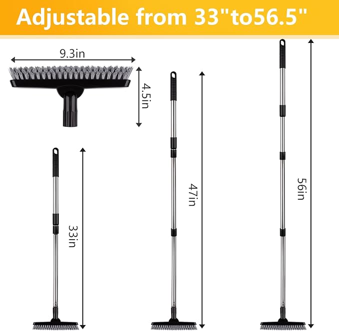 2 Pack Grout Brush with Long Handle, Swivel Cleaning Grout Line Scrubber - Image 2