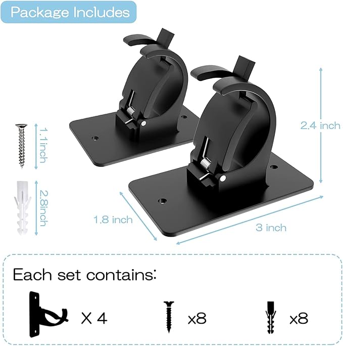 CIEMGNZOC 4 PCS Curtain Rod Bracket Holder, Universal Self Adhesive Wall Mount - Image 4